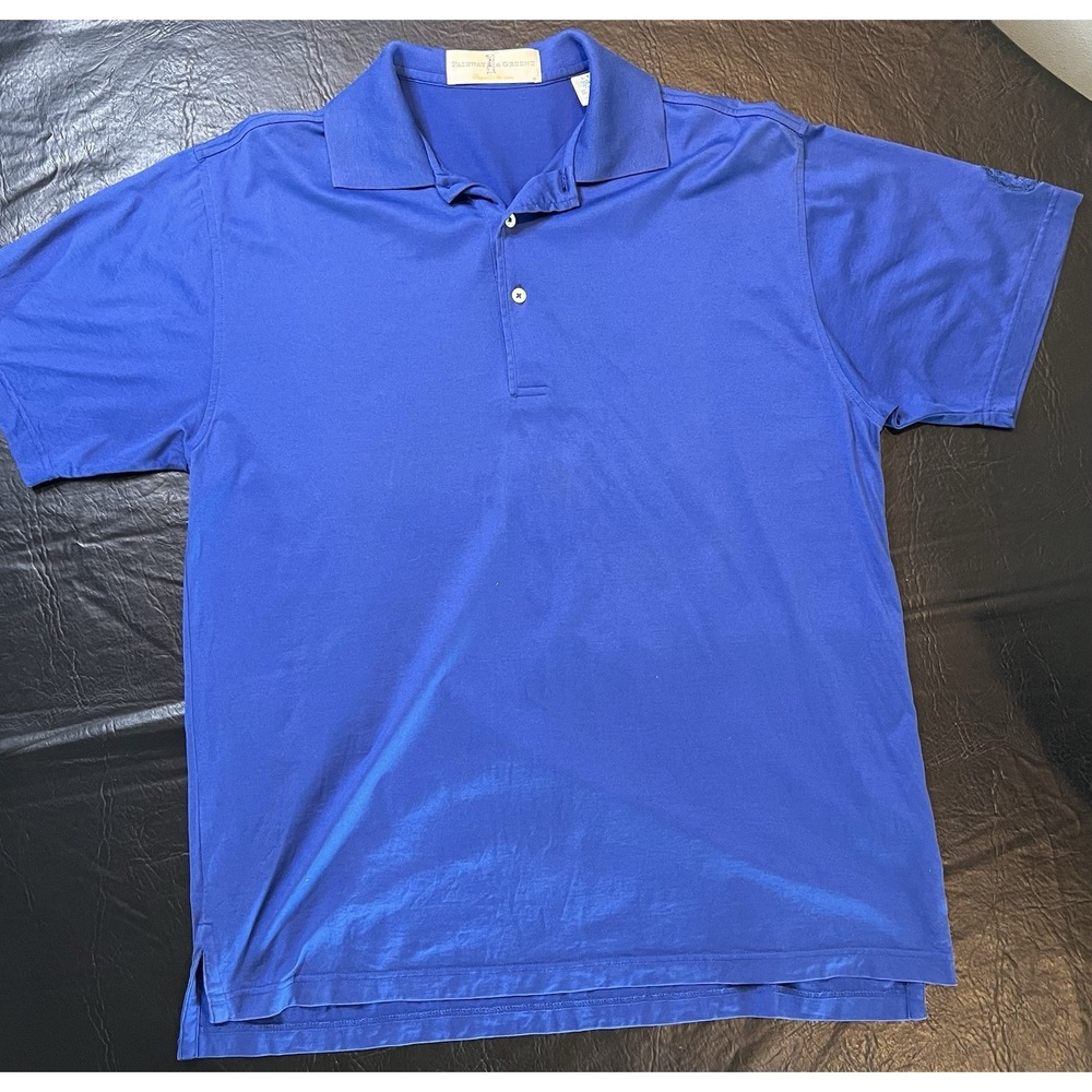 Vintage Fairway & Greene Men's S/P Blue Golf Polo Short Sleeve Solid Cotton